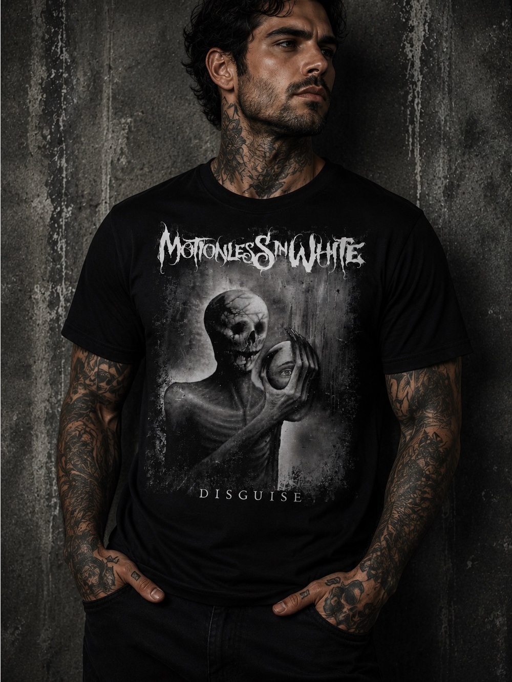 Motionless in White. Infamous Cotton Black T Shirt, Crew-Neck Sz S-2XL.
